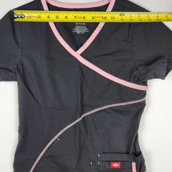 NurseDickies Missy Fit Scrubs Top XS - Black & Pink Soft Comfort 3-Pocket Design - Picture 7 of 9